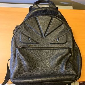 Fendi Black Leather Backpack (Very Rare Design)